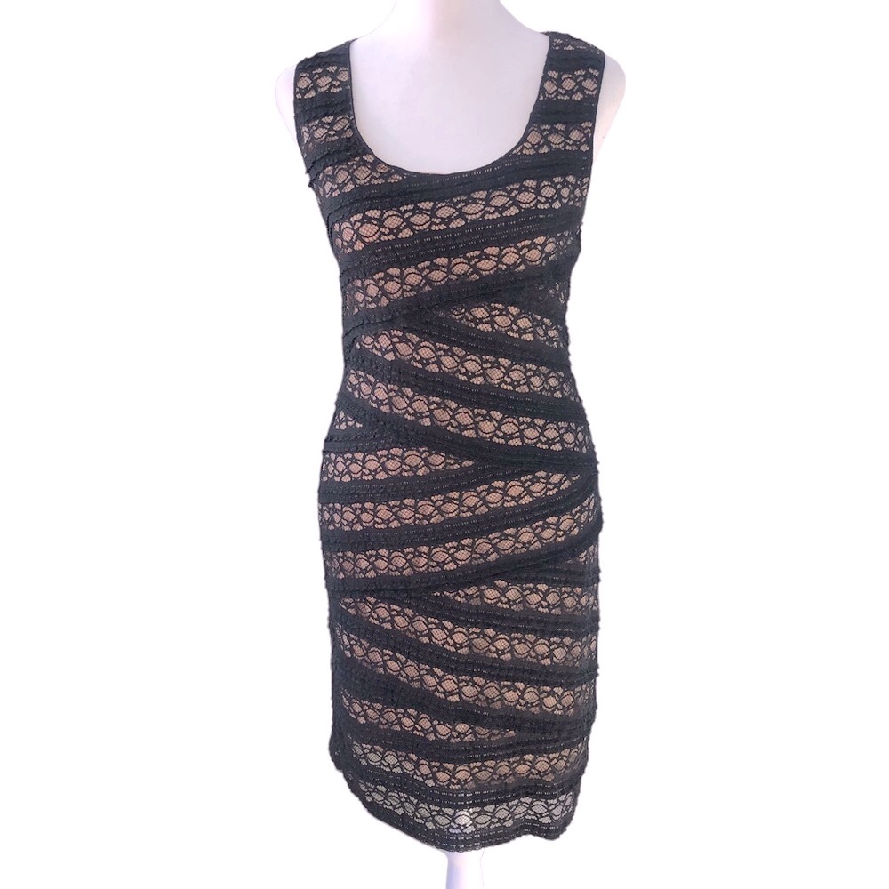 NWT Max Studio Little Black Bodycon Lace Dress Sleeveless Scoop Neck Sz Sm
